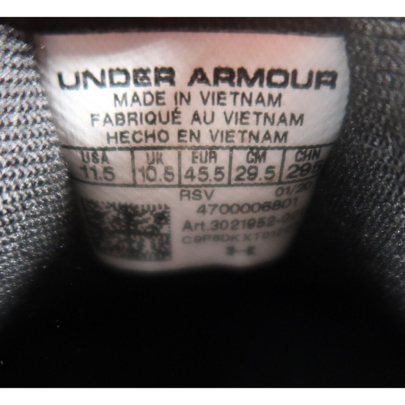 Under Armour Shoes Mens 11.5 Athletic Trainer Charged Assert Running Black White - Picture 14 of 16